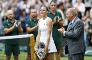 Karolina Pliskova with the 2021 Championships runner-up trophy.